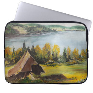 Capa Para Notebook bolsa de laptop Ann Hayes Pintando Chalet No Lak