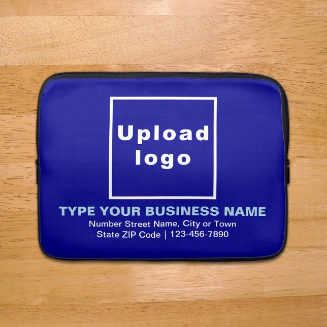 Capa Para Notebook Bolsa de laptop azul da Marca comercial (Your business brand on blue laptop sleeve.)