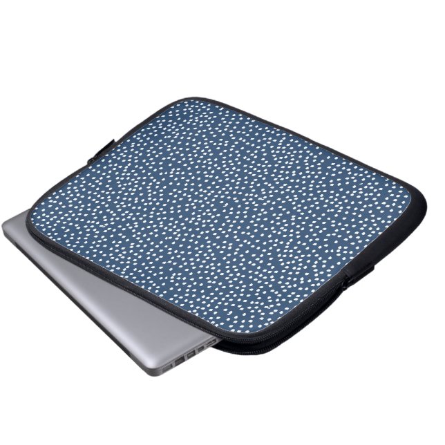 Capa Para Notebook bolsa de laptop bolinhas azul marinho (Frente Inferior)