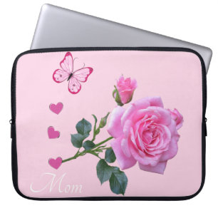 Capa Para Notebook Bolsa de laptop Borboleta Rosa Rosa Rosa Coraçõe