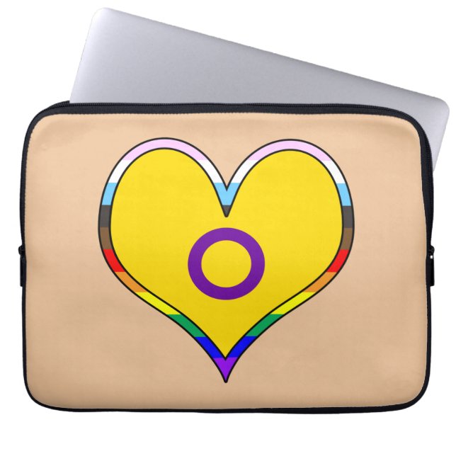 Capa Para Notebook Bolsa de laptop Cardíaca do Orgulho Intersexual (Frente)