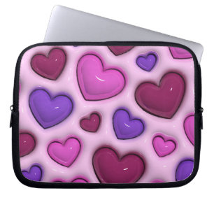 Capa Para Notebook Bolsa de laptop Com Corações Brilhantes 3D