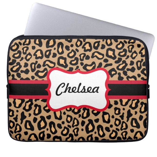 Capa Para Notebook Bolsa de Laptop com Estampa de Leopardo Personaliz (Frente)