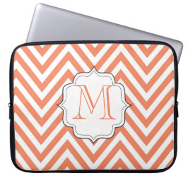 Capa Para Notebook Bolsa de laptop com monograma laranja Chevron Desi