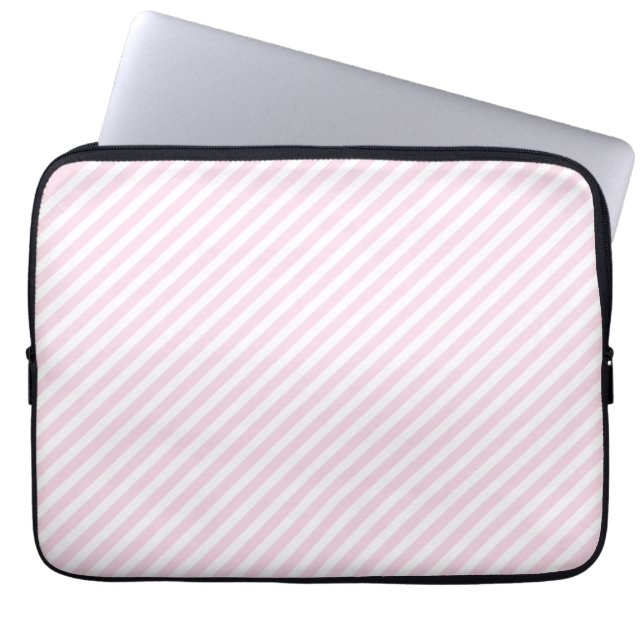 Capa Para Notebook Bolsa de laptop com risca rosa e branca (Frente)