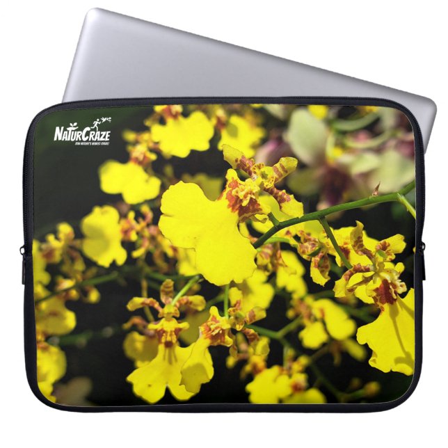 Capa Para Notebook Bolsa de laptop das Flores Orquídeas Amarelas da N (Frente)