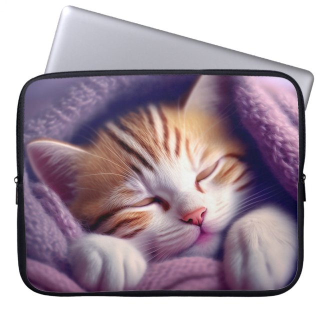 CAPA PARA NOTEBOOK BOLSA DE LAPTOP DE ARTE DE GATO COM SONO (Frente)