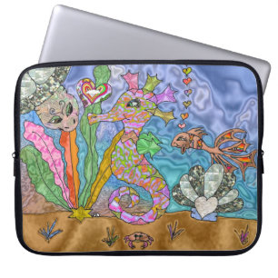 Capa Para Notebook Bolsa de laptop de Arte de Tartarugas do Mar Psico