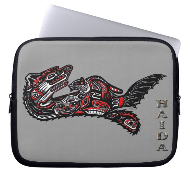 Capa Para Notebook Bolsa de laptop de Arte Indígena Americana Haida O (Frente)