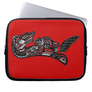 Capa Para Notebook Bolsa de laptop de Arte Indígena Americana Haida O