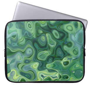 Capa Para Notebook Bolsa de laptop de Arte Jade Green Abstrato Amoba