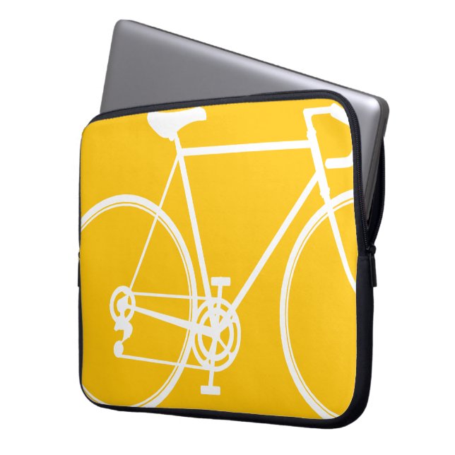 Capa Para Notebook Bolsa de laptop de bicicleta amarela (Frente Esquerda)