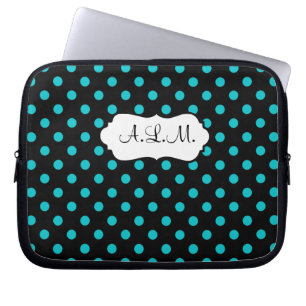Capa Para Notebook Bolsa de laptop de Bolinhas Azul, Preto, Branco