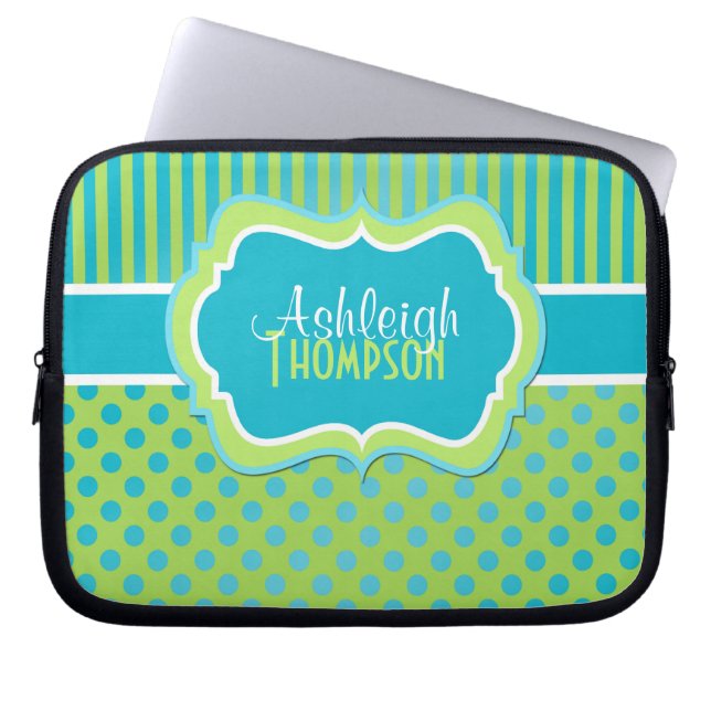 Capa Para Notebook Bolsa de laptop de Bolinhas branca do Limão aquáti (Frente)