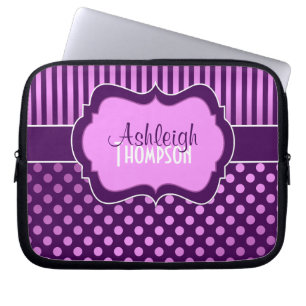 Capa Para Notebook Bolsa de laptop de Bolinhas branca roxa
