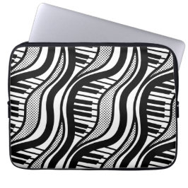 Capa Para Notebook Bolsa de laptop de Bolinhas de Piano Preto e Branc