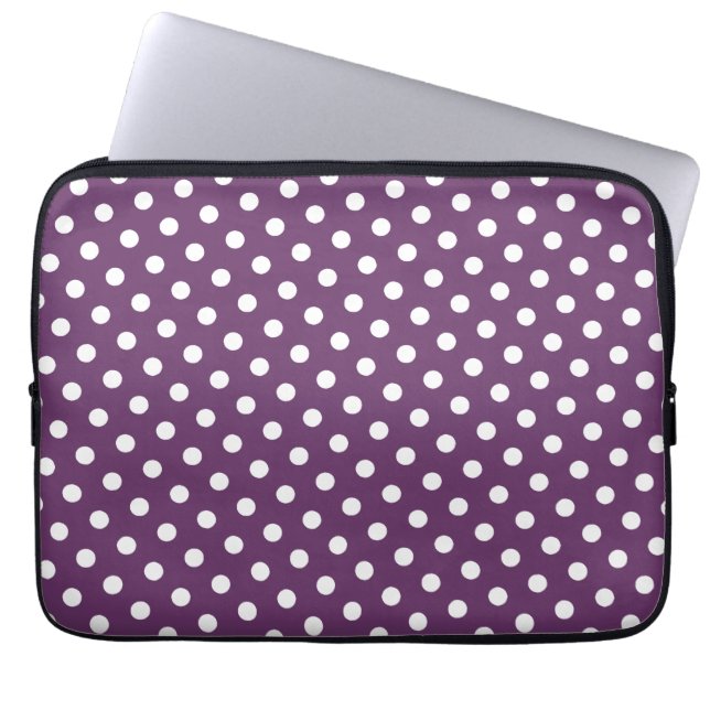 Capa Para Notebook Bolsa de laptop de Bolinhas roxa e branca (Frente)
