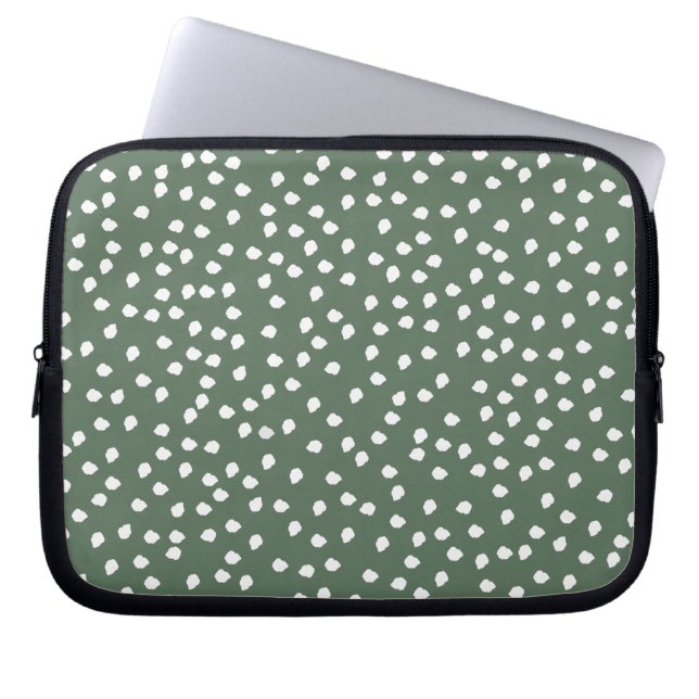 Capa Para Notebook bolsa de laptop de bolinhas verde-azeitona (Frente)