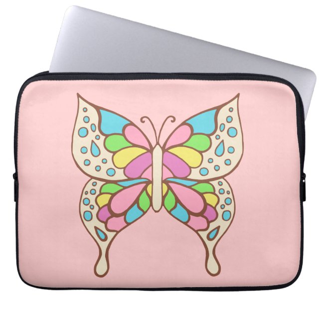 Capa Para Notebook Bolsa de laptop de borboleta rosa (Frente)