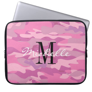 Capa Para Notebook Bolsa de laptop de camo do exército rosa-monogram