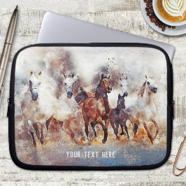 Capa Para Notebook Bolsa de laptop de Cavalos em Corrente Selvagem em