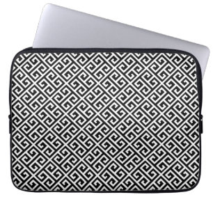 Capa Para Notebook Bolsa de laptop de chave grega branca e negra