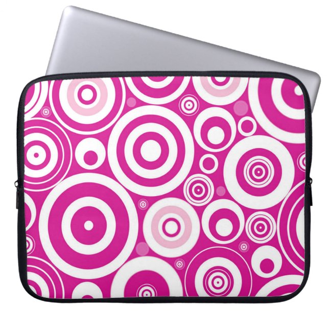 Capa Para Notebook Bolsa de laptop de Círculos Retro Rosa (Frente)