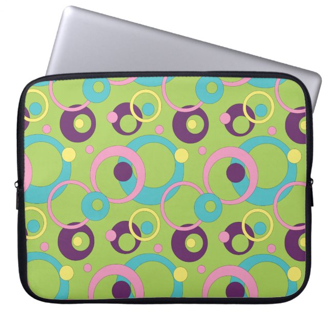 Capa Para Notebook Bolsa de laptop de Círculos Verdes Funky (Frente)