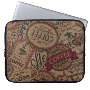 Capa Para Notebook Bolsa de laptop de Colagem de Etiquetas de Café Vi