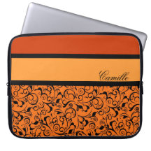 Bolsa de laptop de cor damasco preto-laranja