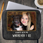 Capa Para Notebook Bolsa de laptop de couro da família Pet de fotos p<br><div class="desc">Bolsa de laptop com design de couro preto,  com fotos e textos (engraçados ou outros) personalizados</div>