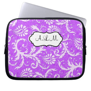 Capa Para Notebook Bolsa de laptop de Damasco Floral Puro e Branco