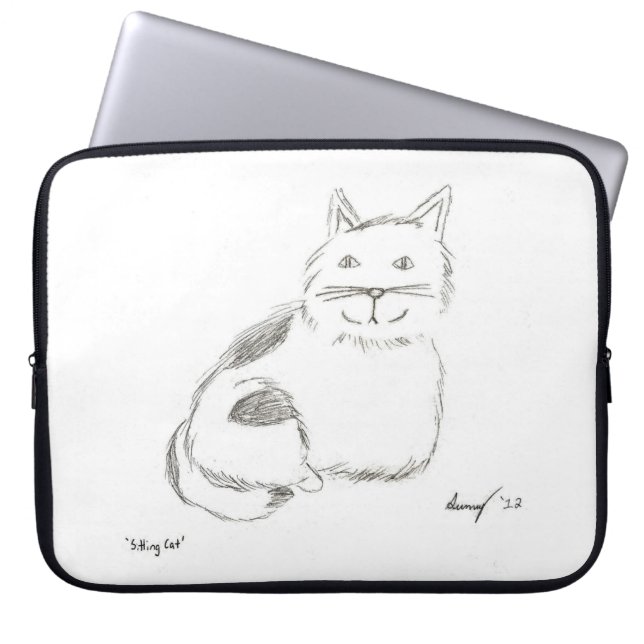 Capa Para Notebook Bolsa de laptop de desenho do gatinho (Frente)