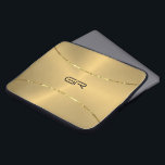 Capa Para Notebook Bolsa de laptop de destaque das faixas de fundo Do<br><div class="desc">Imagem de fundo metálico dourado com sotaque de duas listras de ouro brilhante. Monograma opcional.</div>