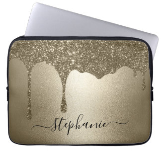 Capa Para Notebook Bolsa de laptop de Drives de Glitter Dourada Perso