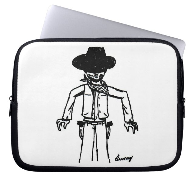 Capa Para Notebook Bolsa de laptop de esboço do cowboy (Frente)