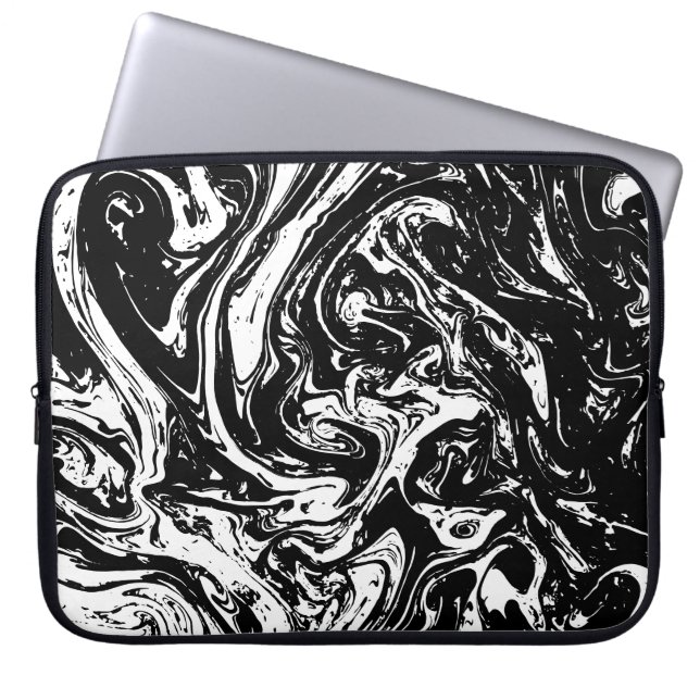 Capa Para Notebook Bolsa de laptop de Estilo de Mármore Preto e Branc (Frente)