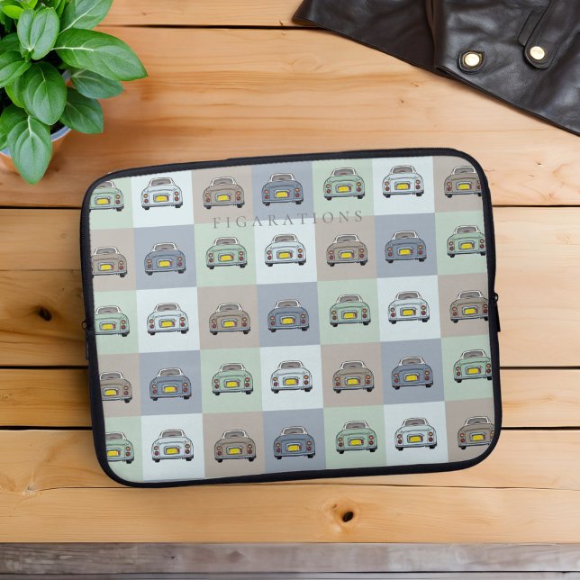 Capa Para Notebook Bolsa de laptop de Figuras de Padrão do Carro Fíga (Cute Figaro Car Pattern Laptop Sleeve with space for your name)
