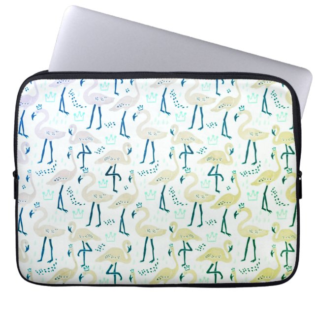 Capa Para Notebook Bolsa de laptop de flamingo, rosa-branca (Frente)