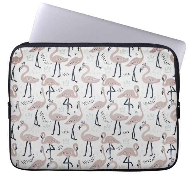 Capa Para Notebook Bolsa de laptop de flamingo, rosa-branca (Frente)