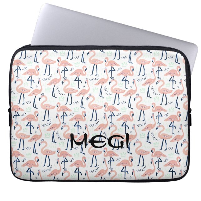 Capa Para Notebook Bolsa de laptop de flamingo, rosa-branca (Frente)