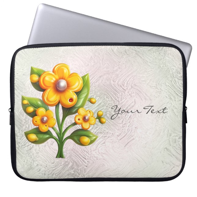 Capa Para Notebook Bolsa de laptop de Flor Amarelo (Frente)