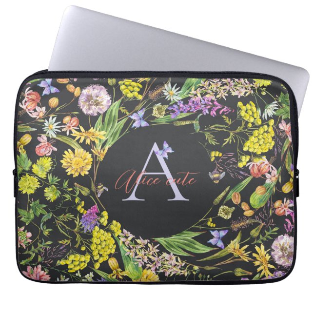 Capa Para Notebook Bolsa de laptop de flor selvagem personalizada (Frente)