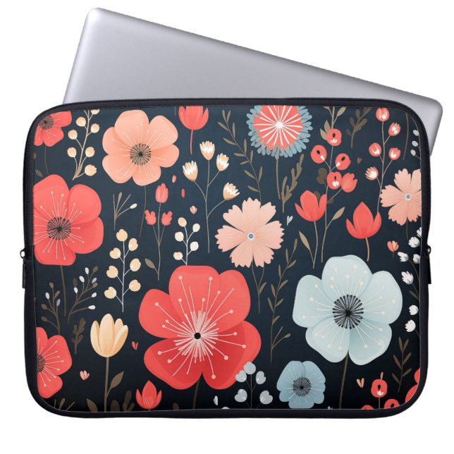 Capa Para Notebook Bolsa de laptop de flores (Frente)