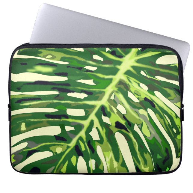 Capa Para Notebook Bolsa de laptop de Folha de Monstera Tropical - Fé (Frente)