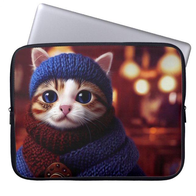 CAPA PARA NOTEBOOK BOLSA DE LAPTOP DE GATO DE CAFÉ (Frente)