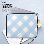 Capa Para Notebook Bolsa de laptop de Gingham Azul 15" Personalizada<br><div class="desc">Útil e chique... o que mais uma garota poderia querer? Faça-o exclusivamente seu comprar personalizando-o com seu nome.</div>