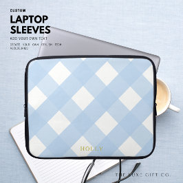 Capa Para Notebook Bolsa de laptop de Gingham Azul 15" Personalizada