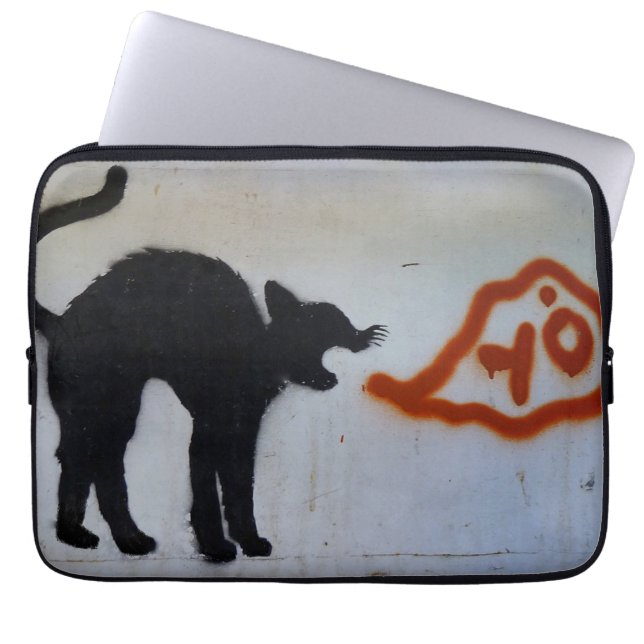 Capa Para Notebook Bolsa de laptop de grafite de gato. (Frente)