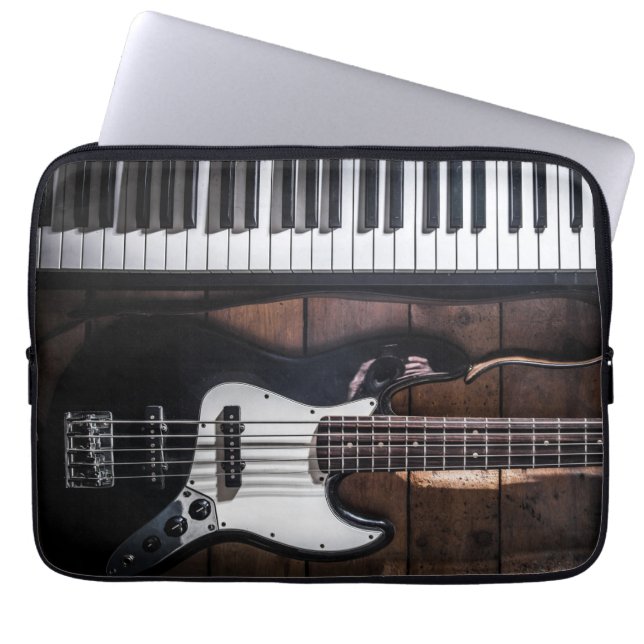 Capa Para Notebook Bolsa de laptop de Guitarra e Piano Keys (Frente)
